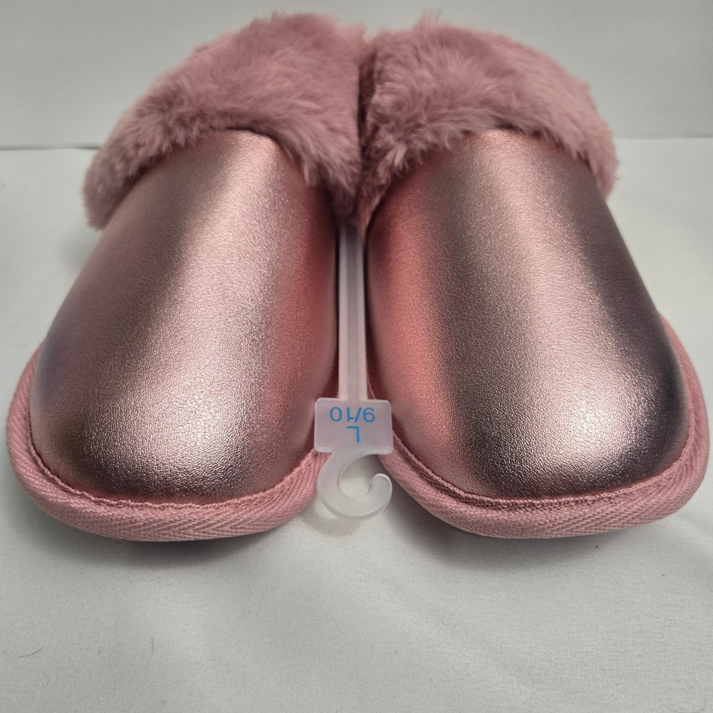 Auden Metallic Fuzzy Slides Slippers‎ Pink Rae L 9/10 - Picture 3 of 7